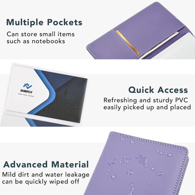 DMFLY Leather Professional Business Card Holder Organizer Book - 300 Card Capacity Premium PU Folder with Soft Cover, Name Card Credit Cards Binder for Men/Women, Charm Purple - Image 3